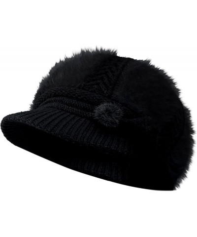 Women's Woolen Knitted Warm Basin Hat Padded Cotton Hat Bucket Hat Dynamo Black $8.11 Bucket Hats