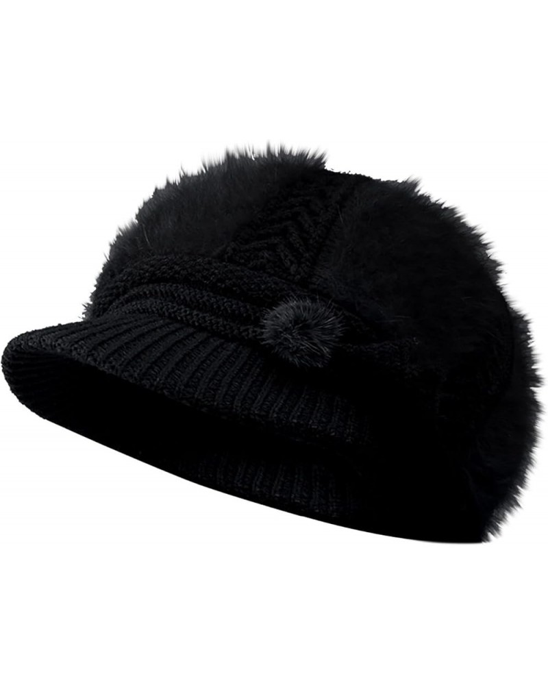 Women's Woolen Knitted Warm Basin Hat Padded Cotton Hat Bucket Hat Dynamo Black $8.11 Bucket Hats