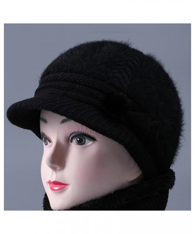 Women's Woolen Knitted Warm Basin Hat Padded Cotton Hat Bucket Hat Dynamo Black $8.11 Bucket Hats