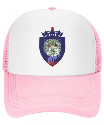 Vintage Crown Lion Belize Flag Mesh Baseball Cap Hat for Men Women Pink $9.02 Baseball Caps