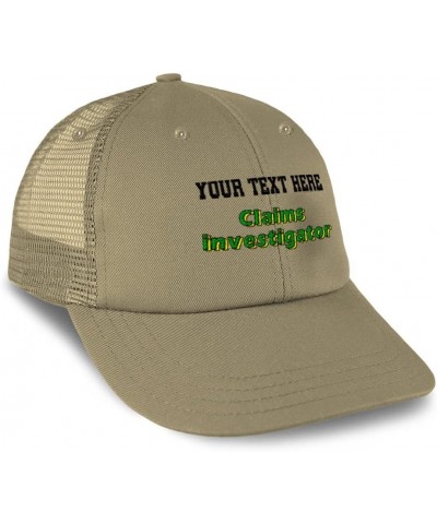 Custom Trucker Hat Baseball Cap Claims Investigator Fraud Cotton Forensic Dad Hats for Men & Women Khaki Personalized Text He...