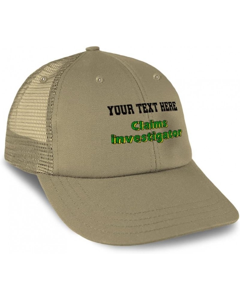 Custom Trucker Hat Baseball Cap Claims Investigator Fraud Cotton Forensic Dad Hats for Men & Women Khaki Personalized Text He...