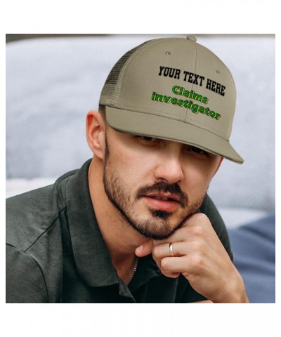 Custom Trucker Hat Baseball Cap Claims Investigator Fraud Cotton Forensic Dad Hats for Men & Women Khaki Personalized Text He...