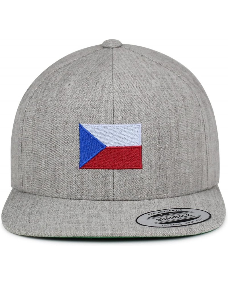 Czech Republic Flag Embroidered Yupoong Flat Bill 6 Panel Snapback Hat Country Flag Series Light Heather $13.79 Baseball Caps