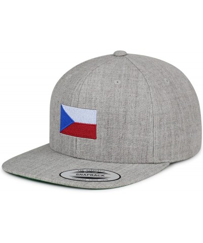 Czech Republic Flag Embroidered Yupoong Flat Bill 6 Panel Snapback Hat Country Flag Series Light Heather $13.79 Baseball Caps