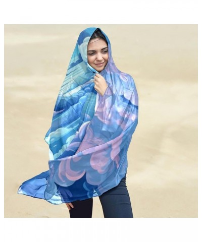 Women's Chiffon Scarf Lightweight Scarves Cartoon Cloud City Scarfs Shawl for Ladies and Girls Multicolor 2 $12.47 Scarves