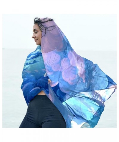 Women's Chiffon Scarf Lightweight Scarves Cartoon Cloud City Scarfs Shawl for Ladies and Girls Multicolor 2 $12.47 Scarves