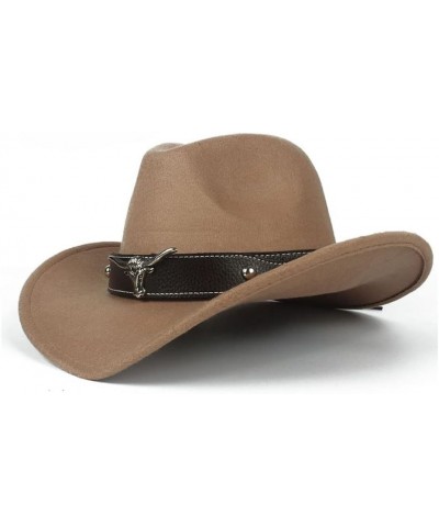 2022 Casual Fashion Ladies Equestrian Hat Comfortable Dakota Shredable Wool Felt Western Cowboy Casual Hat (Color : Brown, Si...