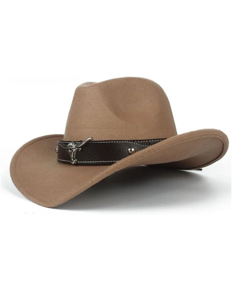 2022 Casual Fashion Ladies Equestrian Hat Comfortable Dakota Shredable Wool Felt Western Cowboy Casual Hat (Color : Brown, Si...