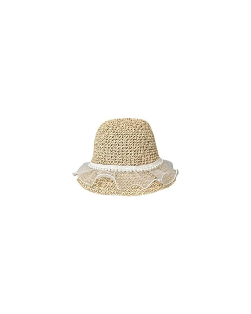 Womens Wide Brim Straw Hat Fedora Summer Beach Sun Hat Fashion Straw Hat for Women Casual Outdoor Vacation Hat Lace Pearl $14...