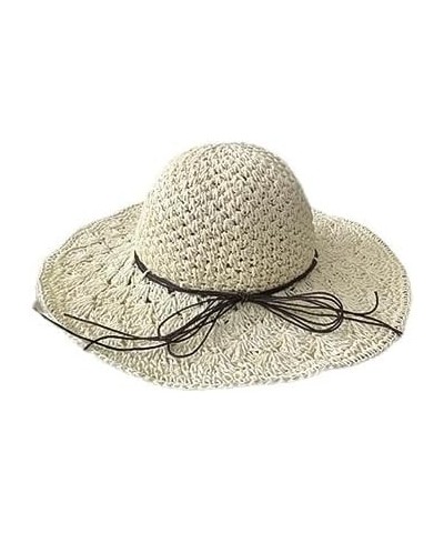 Womens Wide Brim Straw Hat Fedora Summer Beach Sun Hat Fashion Straw Hat for Women Casual Outdoor Vacation Hat Lace Pearl $14...