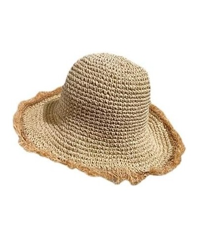 Womens Wide Brim Straw Hat Fedora Summer Beach Sun Hat Fashion Straw Hat for Women Casual Outdoor Vacation Hat Lace Pearl $14...