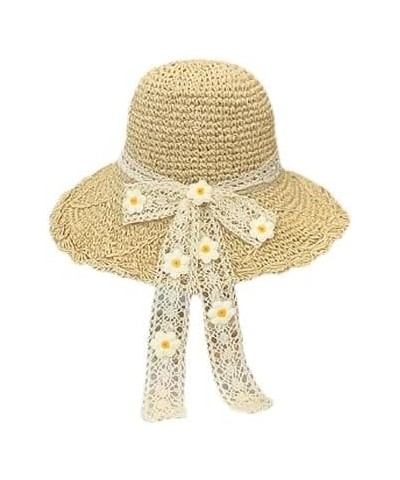 Womens Wide Brim Straw Hat Fedora Summer Beach Sun Hat Fashion Straw Hat for Women Casual Outdoor Vacation Hat Lace Pearl $14...