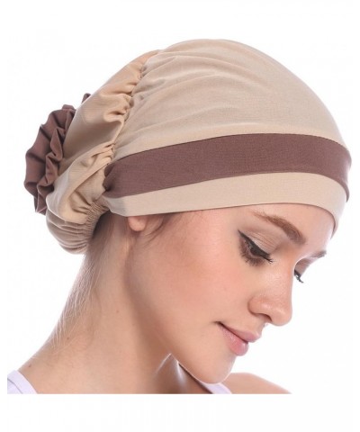 Women Chemo Hat Ruffle Floral Turban Headwear Flower Headwrap for Cancer Patients Khaki $14.56 Skullies & Beanies