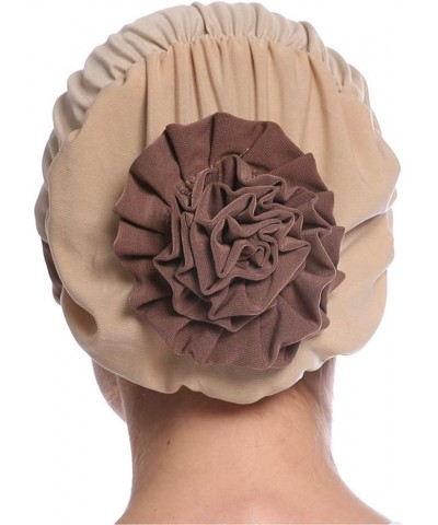 Women Chemo Hat Ruffle Floral Turban Headwear Flower Headwrap for Cancer Patients Khaki $14.56 Skullies & Beanies