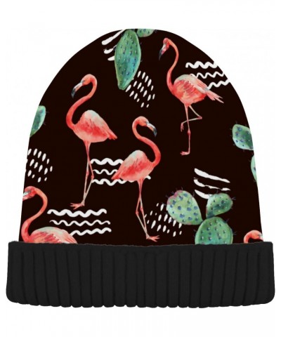 Pink Flamingo Cactus Beanie Hat for Men Women,Unisex Soft Warm Skull Knit Cap Winter Hat $12.97 Skullies & Beanies