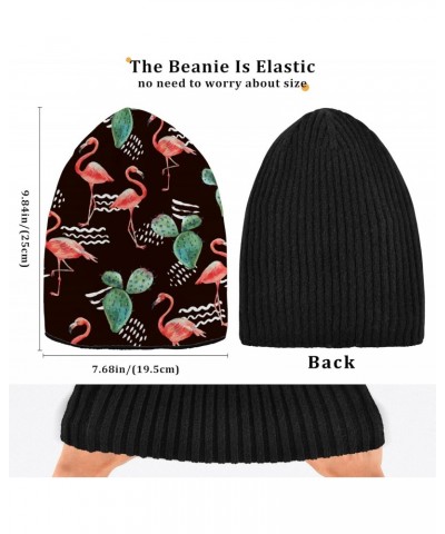 Pink Flamingo Cactus Beanie Hat for Men Women,Unisex Soft Warm Skull Knit Cap Winter Hat $12.97 Skullies & Beanies