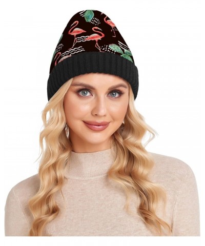 Pink Flamingo Cactus Beanie Hat for Men Women,Unisex Soft Warm Skull Knit Cap Winter Hat $12.97 Skullies & Beanies