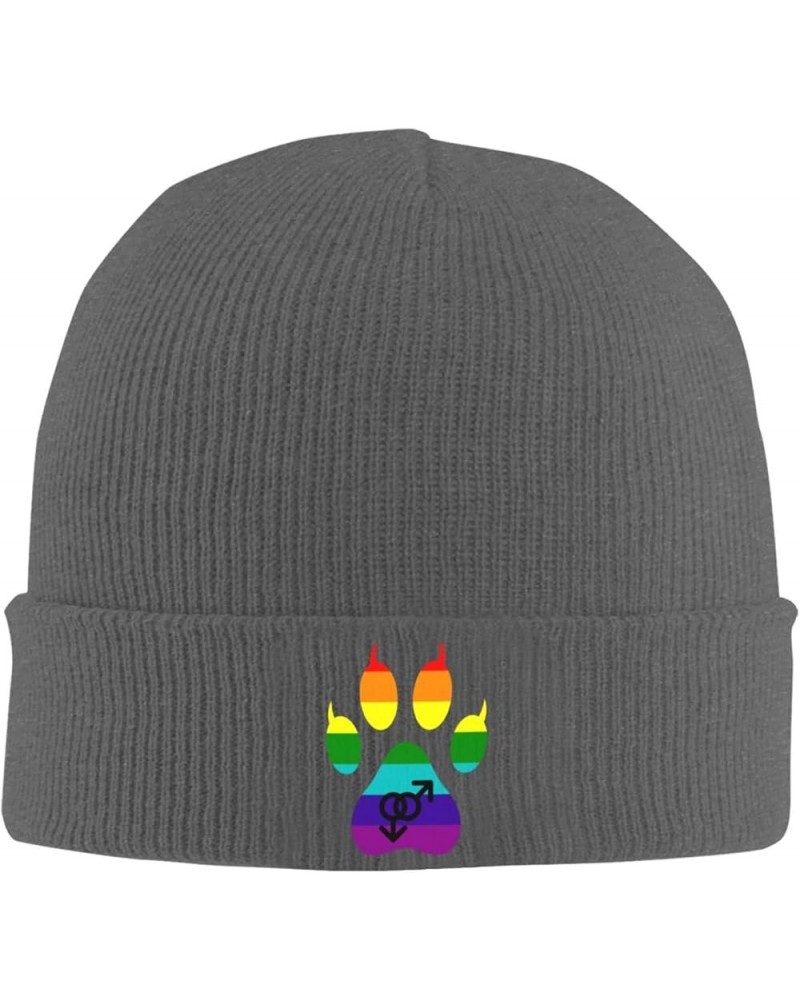 Gay Furry Pride Cozy Knitted Hat for Winter - Warm Comfort Black Deep Heather $11.41 Skullies & Beanies