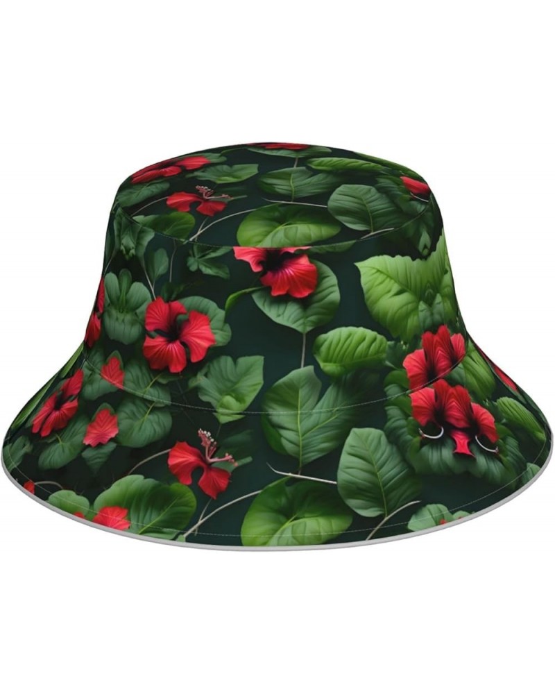 Yorkie Floral Print Wide Brim Foldable,Sun Bucket Hat,Summer Sun Beach Fishing Cap for Men and Women Fisherman Vegetation Lea...