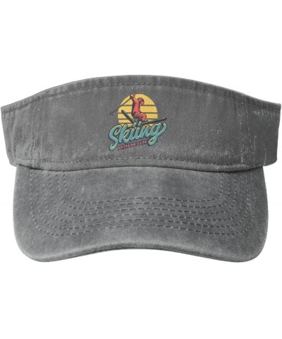 Ski Extreme Club Sun Visor Hats for Women Men Sun Hat Cotton Golf Hat Vintage Baseball Cap Gray $12.32 Visors