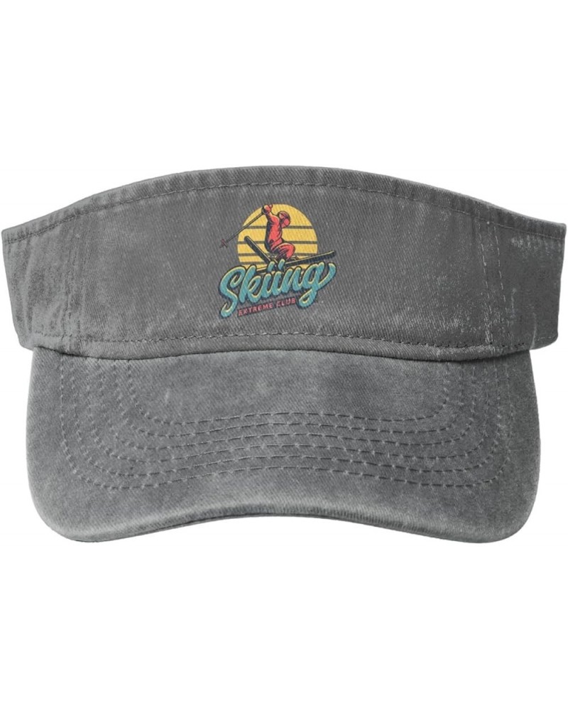 Ski Extreme Club Sun Visor Hats for Women Men Sun Hat Cotton Golf Hat Vintage Baseball Cap Gray $12.32 Visors