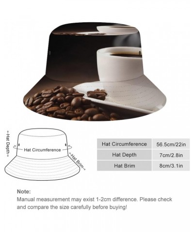 Bucket Hat for Women Beach Fisherman Hats Coffee Cup and Coffee Beans Outdoor Fisherman Cap Beach Fishing Hat $10.84 Bucket Hats