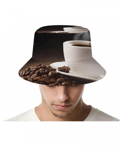 Bucket Hat for Women Beach Fisherman Hats Coffee Cup and Coffee Beans Outdoor Fisherman Cap Beach Fishing Hat $10.84 Bucket Hats