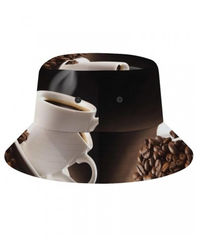 Bucket Hat for Women Beach Fisherman Hats Coffee Cup and Coffee Beans Outdoor Fisherman Cap Beach Fishing Hat $10.84 Bucket Hats