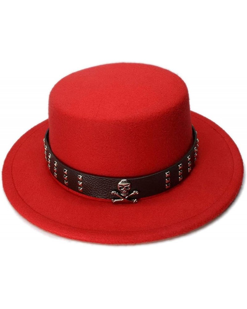 Unisex Vintage Fedora Wide Brimmed Dome Pork Pie Dome Hat Red One Size $19.80 Fedoras