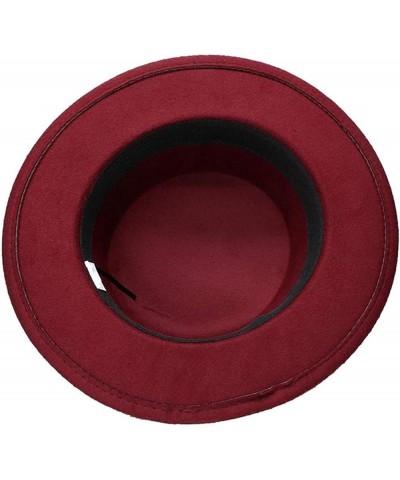 Unisex Vintage Fedora Wide Brimmed Dome Pork Pie Dome Hat Red One Size $19.80 Fedoras