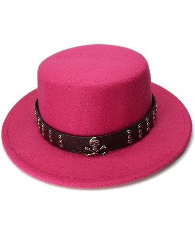 Unisex Vintage Fedora Wide Brimmed Dome Pork Pie Dome Hat Red One Size $19.80 Fedoras