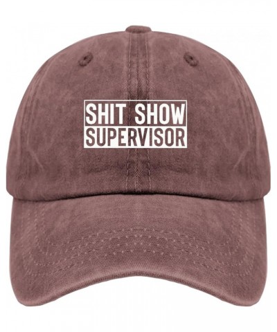 Shit Show Supervisor Hat for Women Funny Baseball Caps Classic Washed Workout hat Fitted Wine Red $9.89 Baseball Caps