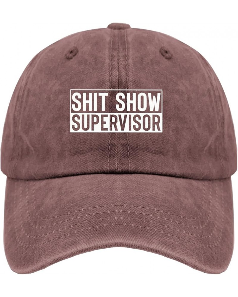 Shit Show Supervisor Hat for Women Funny Baseball Caps Classic Washed Workout hat Fitted Wine Red $9.89 Baseball Caps