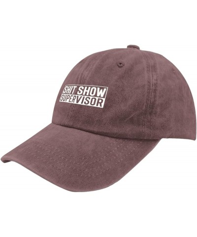 Shit Show Supervisor Hat for Women Funny Baseball Caps Classic Washed Workout hat Fitted Wine Red $9.89 Baseball Caps