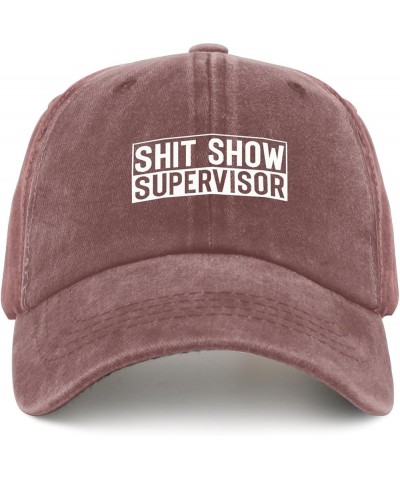 Shit Show Supervisor Hat for Women Funny Baseball Caps Classic Washed Workout hat Fitted Wine Red $9.89 Baseball Caps