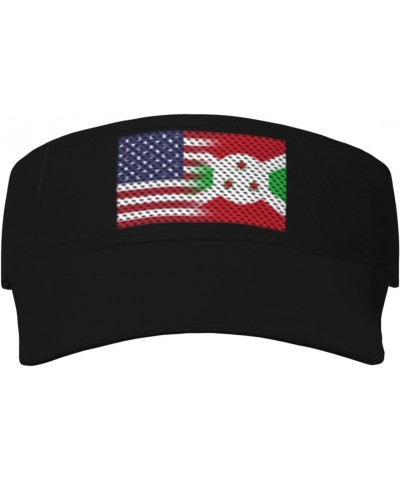 Flag of Burundi and USA Visor Cap Sports Empty Top Hats Adjustable Sun Tennis Caps for Men Women25 Black $11.21 Visors