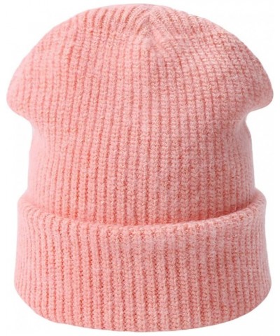 Beanie Hat Unisex Autumn Winter Hat Simple Knit Hat Outdoor Casual Skull Beanies Female Skull Cap for Women Men Pink D $12.15...