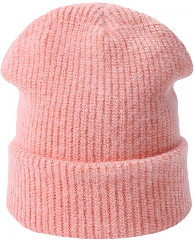 Beanie Hat Unisex Autumn Winter Hat Simple Knit Hat Outdoor Casual Skull Beanies Female Skull Cap for Women Men Pink D $12.15...