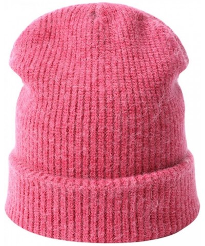 Beanie Hat Unisex Autumn Winter Hat Simple Knit Hat Outdoor Casual Skull Beanies Female Skull Cap for Women Men Pink D $12.15...