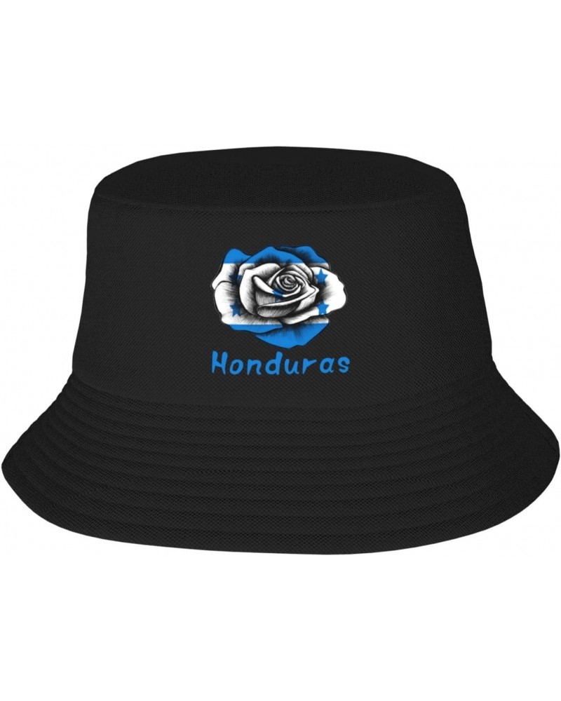 Honduras Flags and Rose Bucket Hats Double-Woven for Women Men Adult Fisherman's Hat Sun Cap Packable Outdoor Fisherman Hat B...