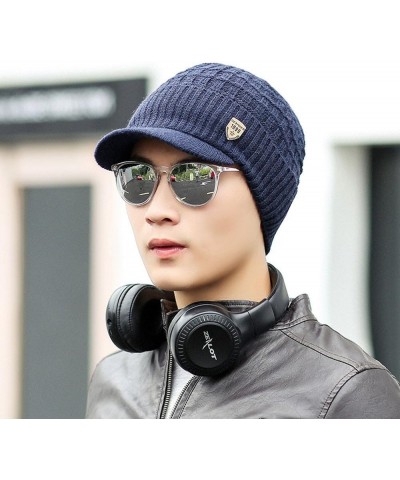 Mens Winter Warm Knitting Hats Plain Cuff Toboggan Knit Cap Gift Christmas Thanksgiving Navy $7.63 Skullies & Beanies