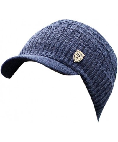 Mens Winter Warm Knitting Hats Plain Cuff Toboggan Knit Cap Gift Christmas Thanksgiving Navy $7.63 Skullies & Beanies