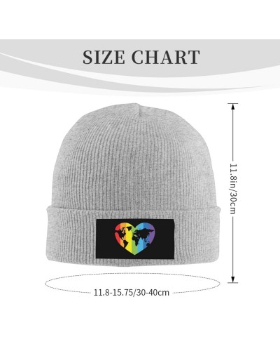 Winter Knit Hat Cap for Men Women, Gay Prides Unisex Beanie Hat Cuffed Skull Cap Warm Ski Hats Black Gray $6.75 Skullies & Be...