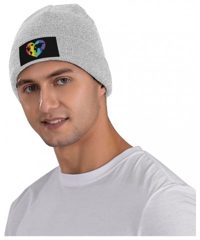 Winter Knit Hat Cap for Men Women, Gay Prides Unisex Beanie Hat Cuffed Skull Cap Warm Ski Hats Black Gray $6.75 Skullies & Be...