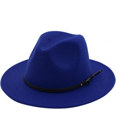 Bell Crusher Cap Wide Hat with Belt Buckle Adjustable Outbacks Hats Women's Apparel Blue $10.96 Fedoras