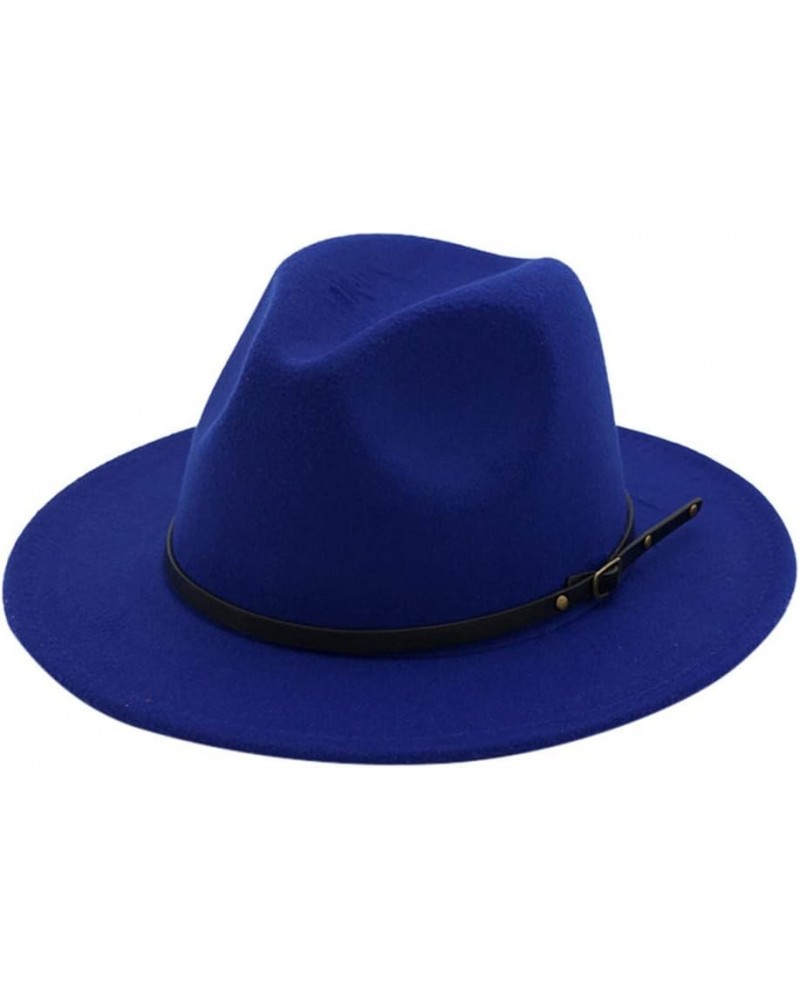 Bell Crusher Cap Wide Hat with Belt Buckle Adjustable Outbacks Hats Women's Apparel Blue $10.96 Fedoras