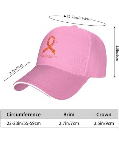 Multiple Sclerosis Awareness Men Womens Sandwich Hat Classic Adjustable Trucker Hat Dad Hat White Pink $11.80 Baseball Caps