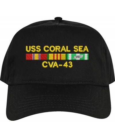 USS Coral Sea CVA-43 with Vietnam Service Ribbons Embroidered Cap Black Made in Usa High Profile $19.17 Baseball Caps