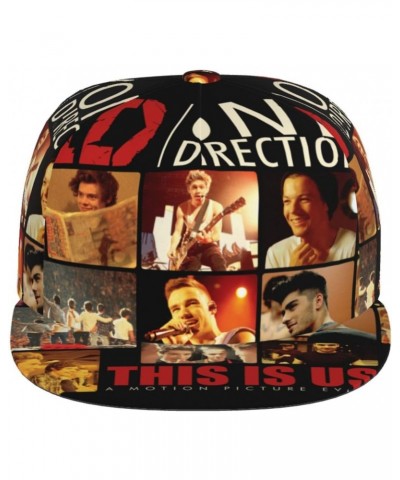 One Musics Direction Hat Flat-Brimmed Baseball Cap Dad Ball Hat Snapback Hip Hop Cap for Men and Women Black $9.59 Baseball Caps